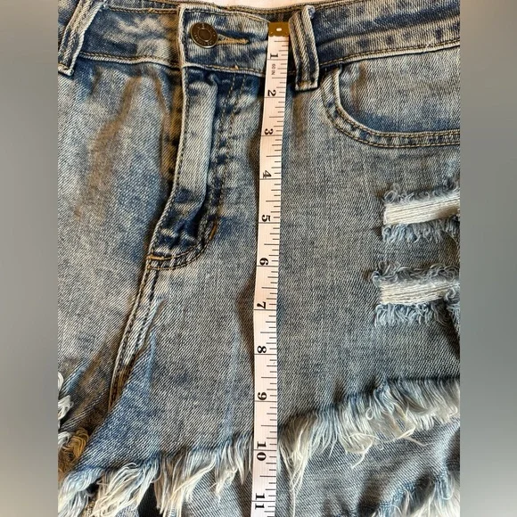 Cello Blue Jean Shorts Distressed Frayed Hem - Picture 5 of 7
